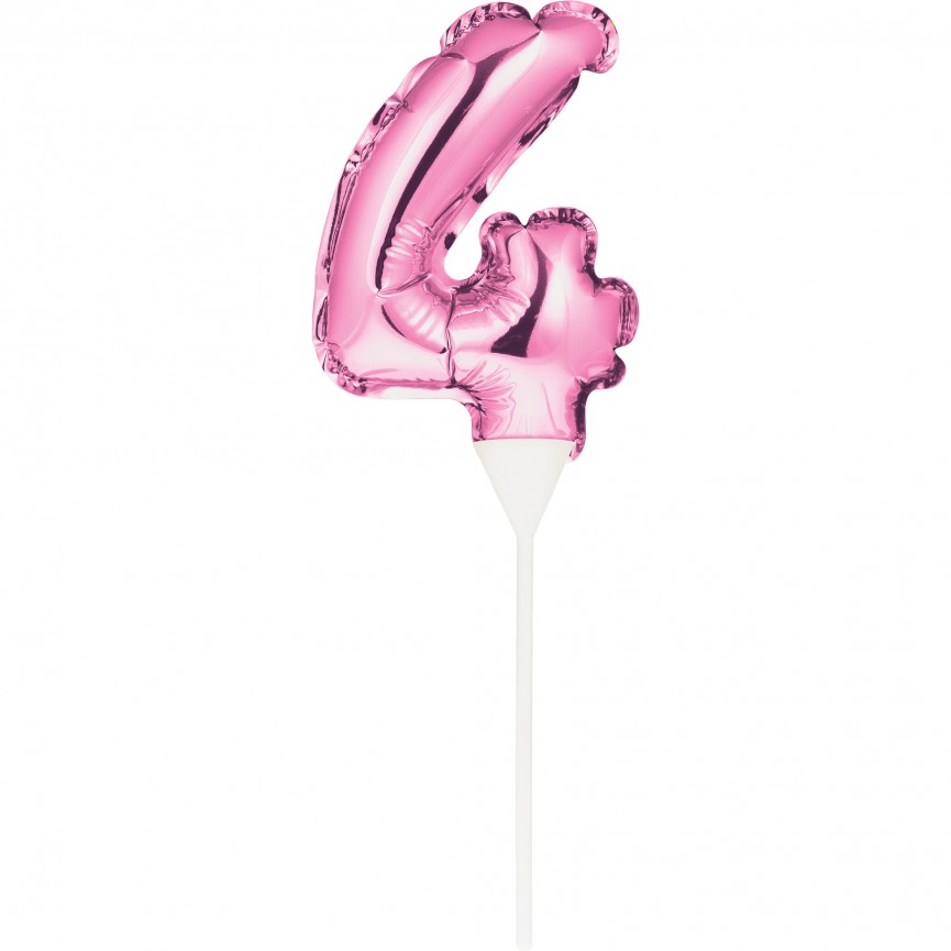 ROSA CAKE TOPPER MINILUFTBALLON ZIFFER 4