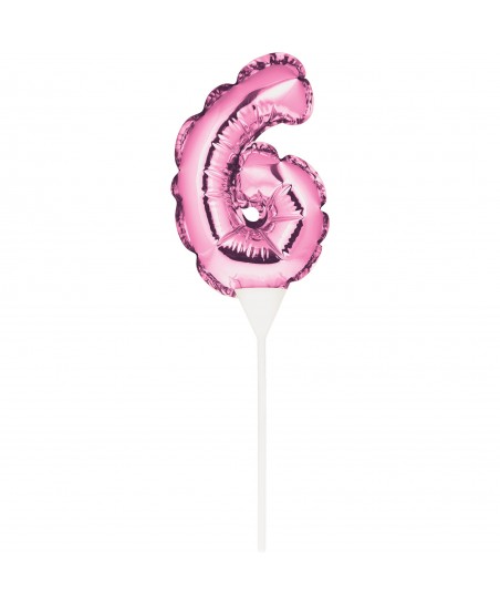 MINI PINK BALLOON NUMBER 6 CAKE TOPPER