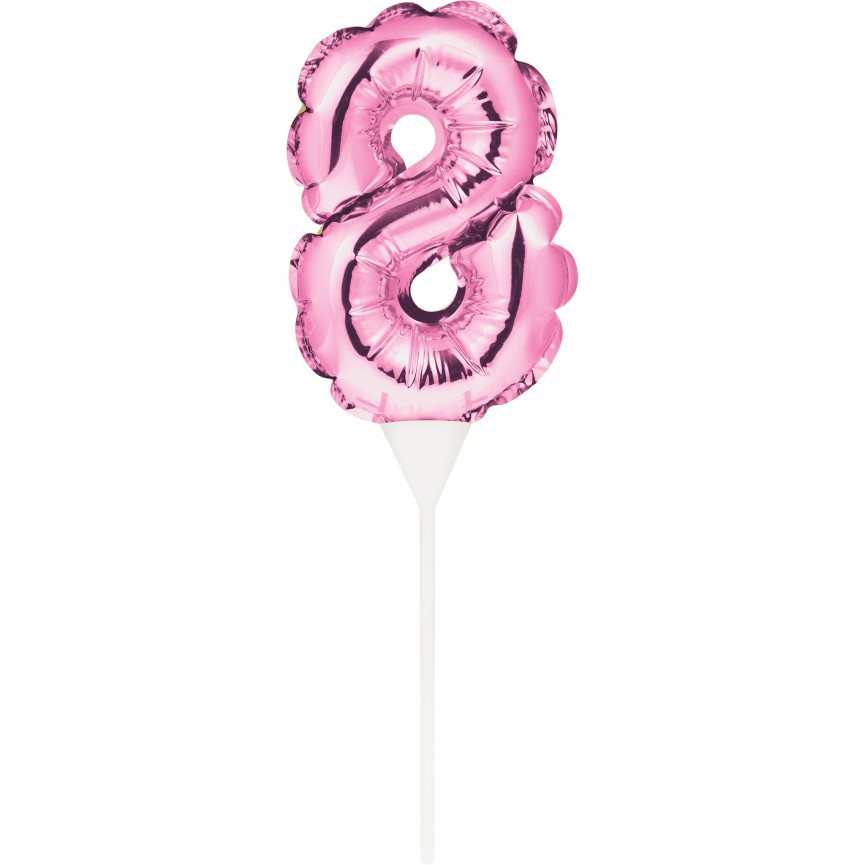 ROSA CAKE TOPPER MINILUFTBALLON ZIFFER 8