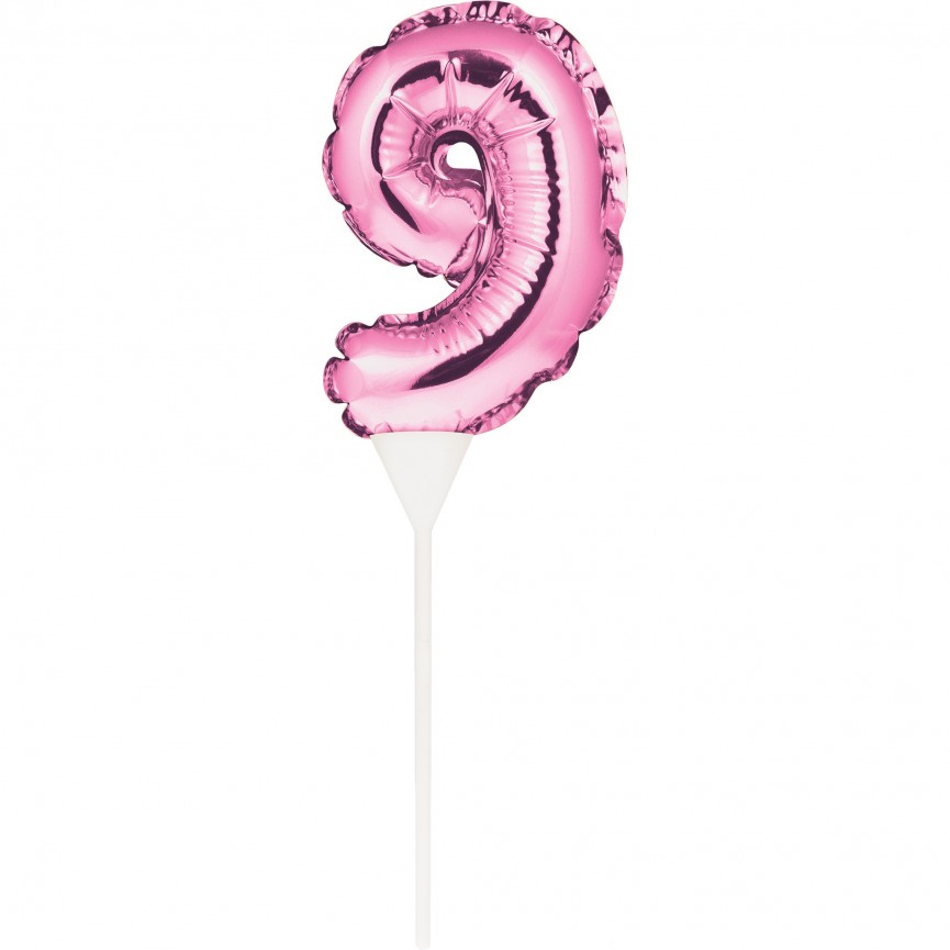 MINI PINK BALLOON NUMBER 9 CAKE TOPPER