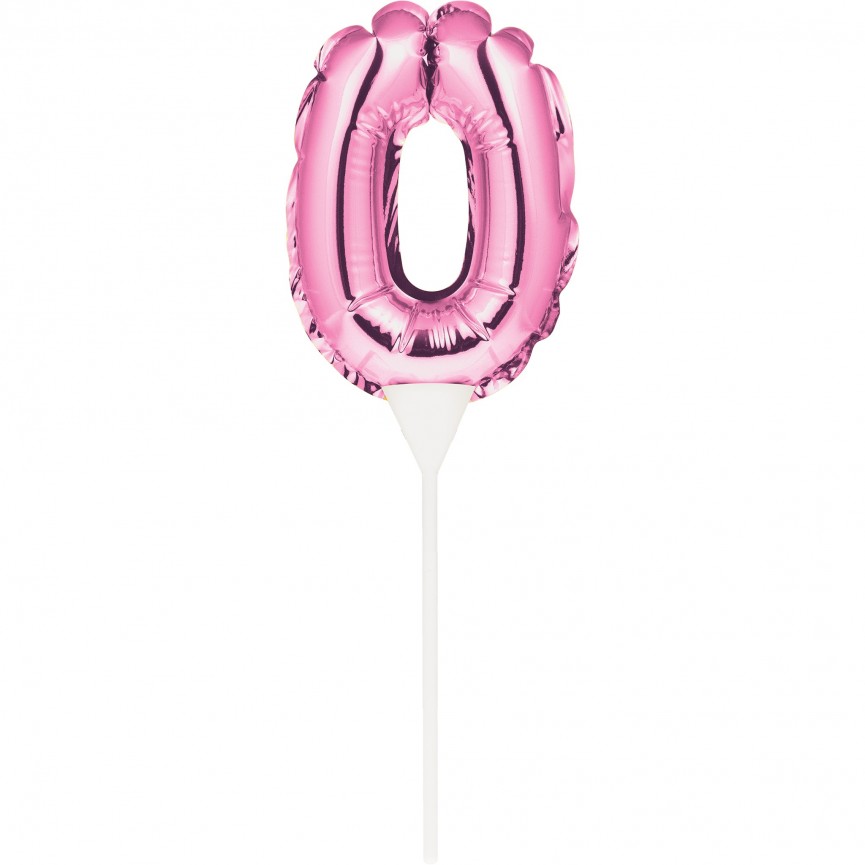 MINI BALLON ROSE CAKE TOPPER CHIFFRE 0