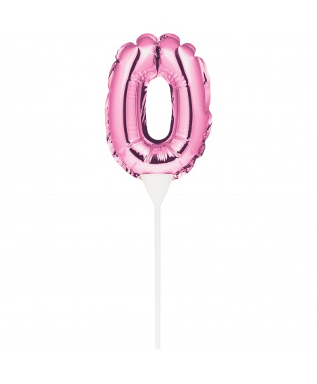 MINI PINK BALLOON NUMBER 0 CAKE TOPPER