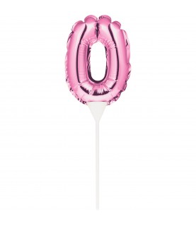 MINI PINK BALLOON NUMBER 0 CAKE TOPPER