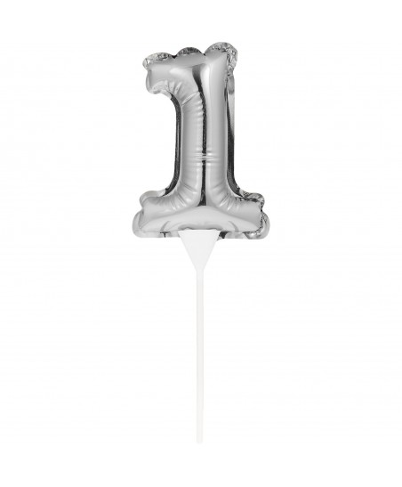 Mini Silver Balloon Number 1 Cake Topper