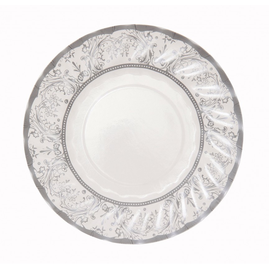 Small Silver Party Porcelain Plates