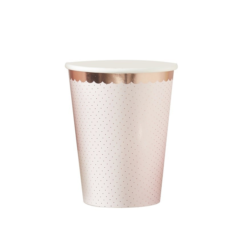 Rose gold foiled polka dot paper cups