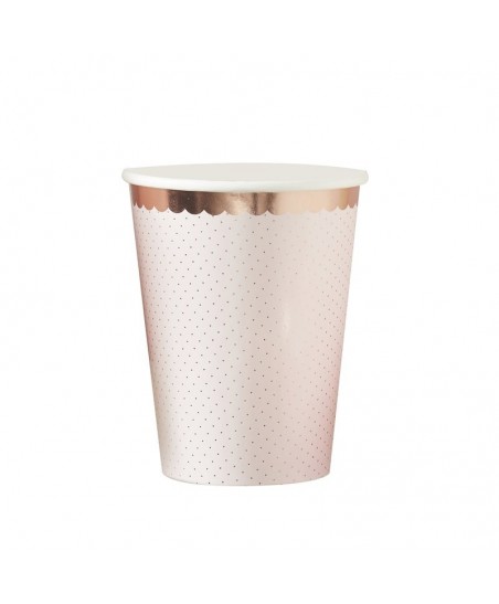 Rose gold foiled polka dot paper cups