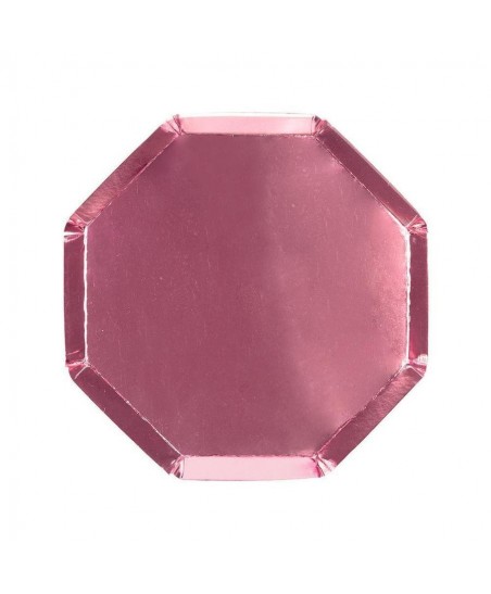 8 Holographic Pink Octagonal Dessert Plates
