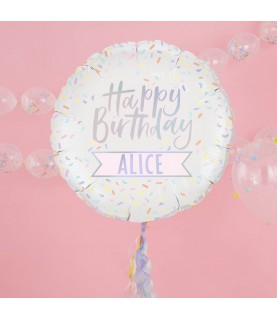 Personalized Happy Birthday Foil Balloon - Pastel Party