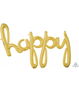 Happy Gold Mylar Balloon