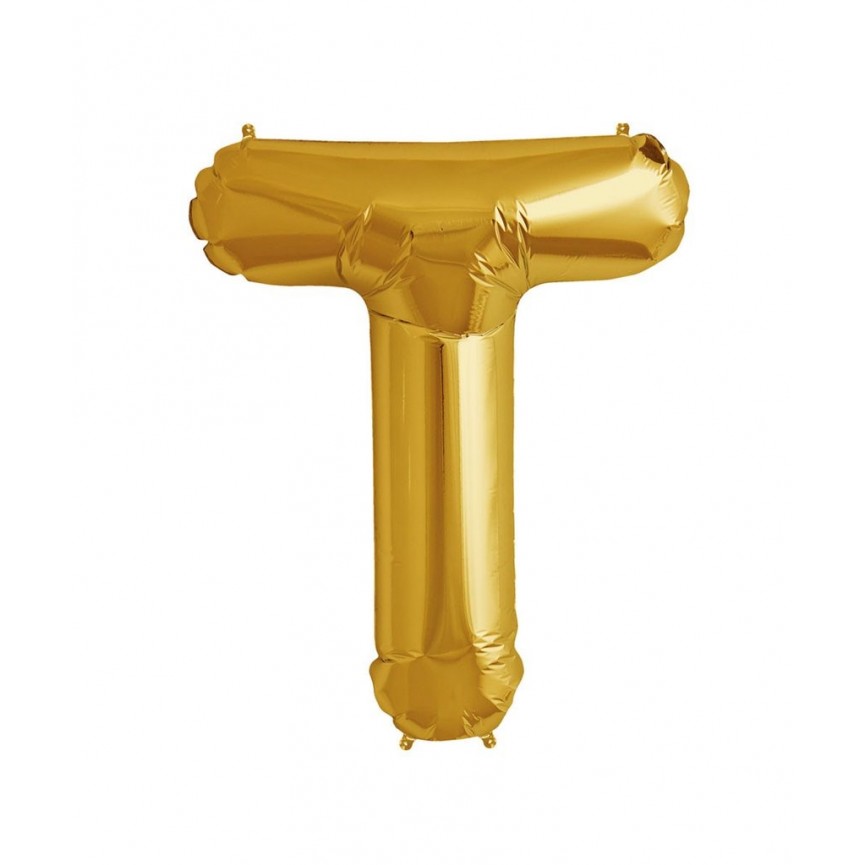 Gold Letter T Mylar Balloon