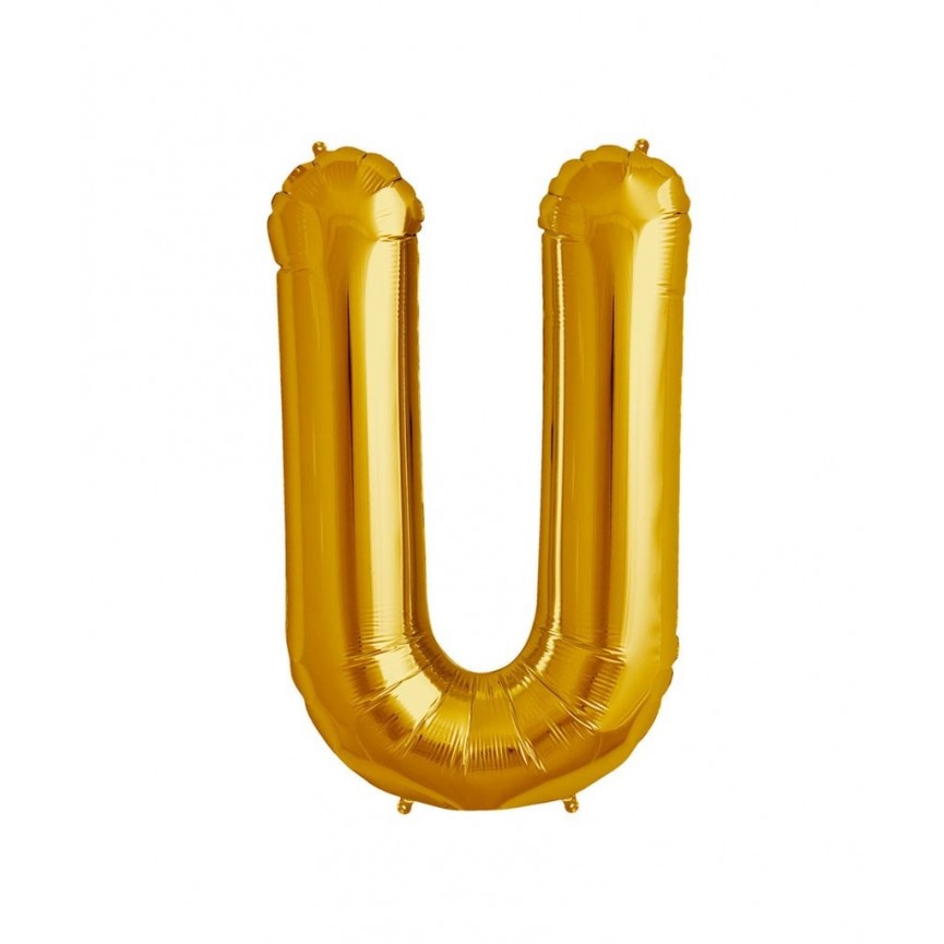 Gold Letter U Mylar Balloon