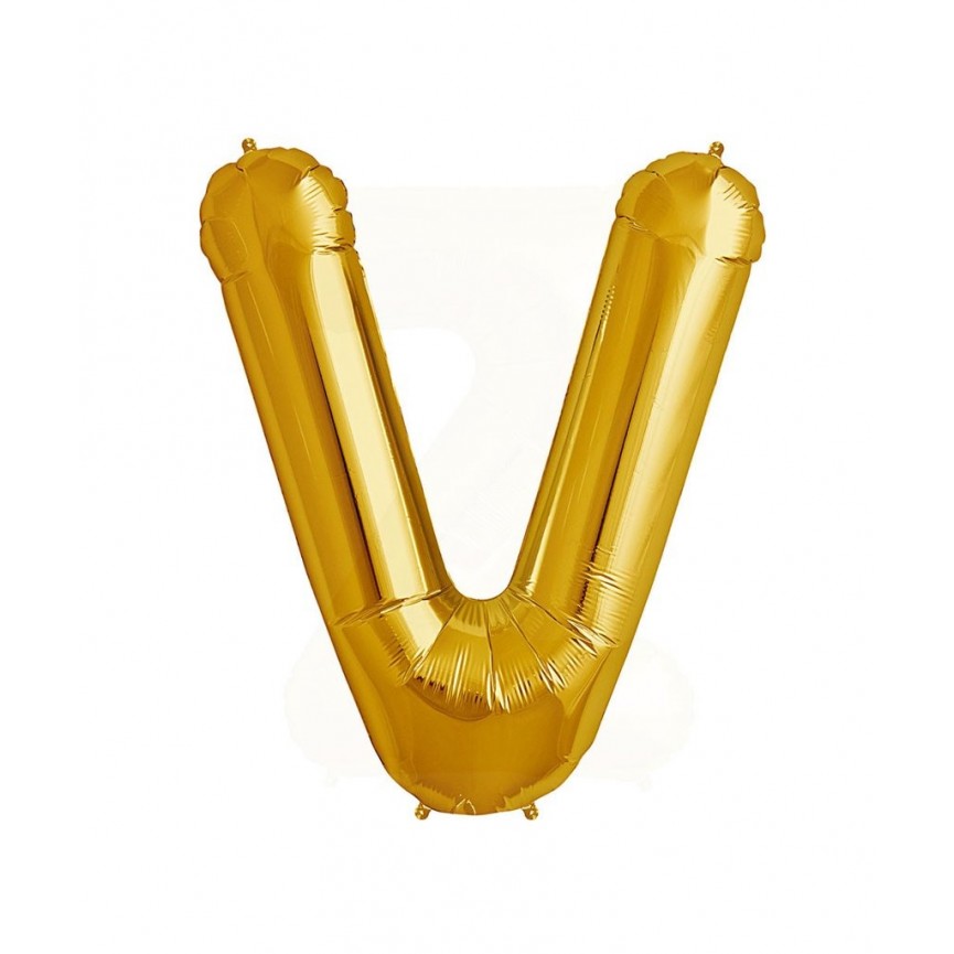 Gold Letter V Mylar Balloon