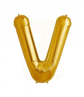 Goldener Folienluftballon "V"