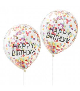 5 Ballons Confetti Happy Birthday