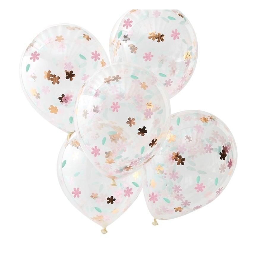 5 Floral Confetti Balloons