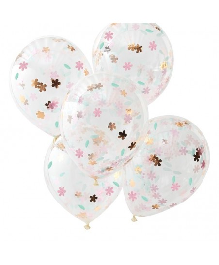 5 Ballons Confettis Floraux