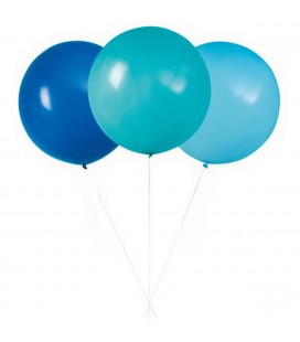 3 Ballons Géants Bleus Assortis