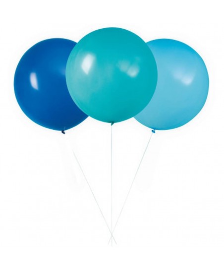 3 Ballons Géants Bleus Assortis