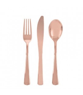 18 Metallic Rose Gold Cutlery