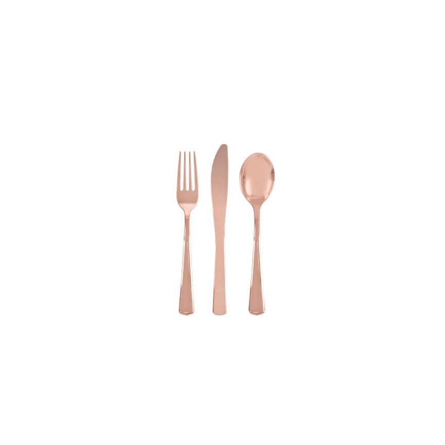 18 Metallic Rose Gold Cutlery