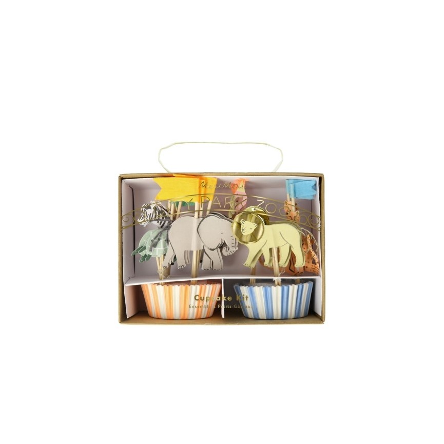 Kit mit 24 Safari-Tiere Cupcakes