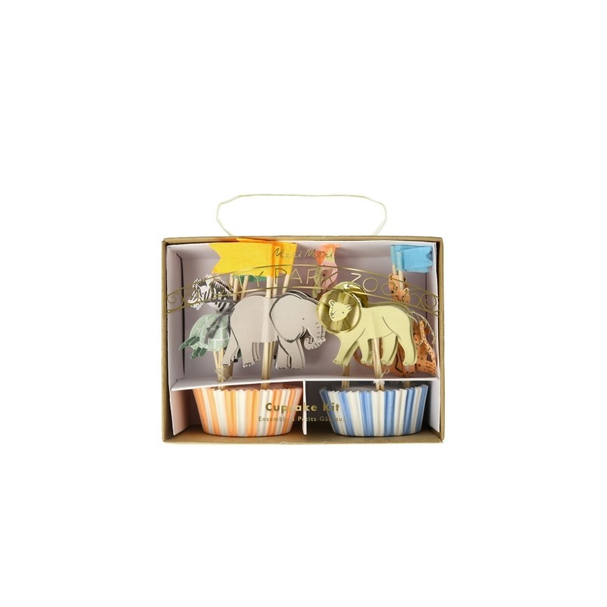 Kit of 24 Safari Animal Cupcakes