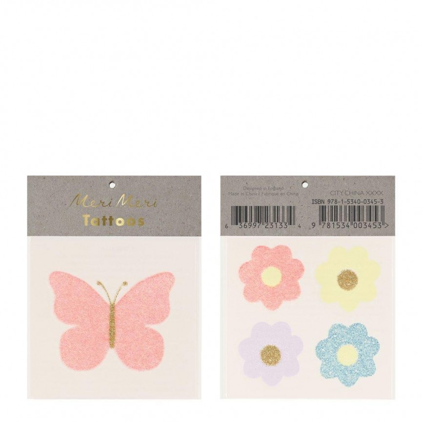 Tatouages Temporaires Papillon & Fleurs
