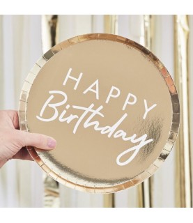 Gold Foiled Happy Birthday Plates