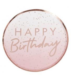Rose Gold Ombré Happy Birthday Plates