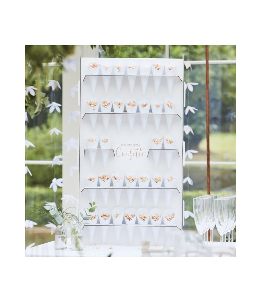 Kit 60 Cônes à Confettis Mariage | Supports Inclus + Ruban Et Ficelle - Décoration De Fête Élégante