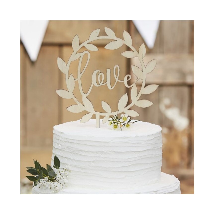 Round Cake Topper 'Love' aus Holz