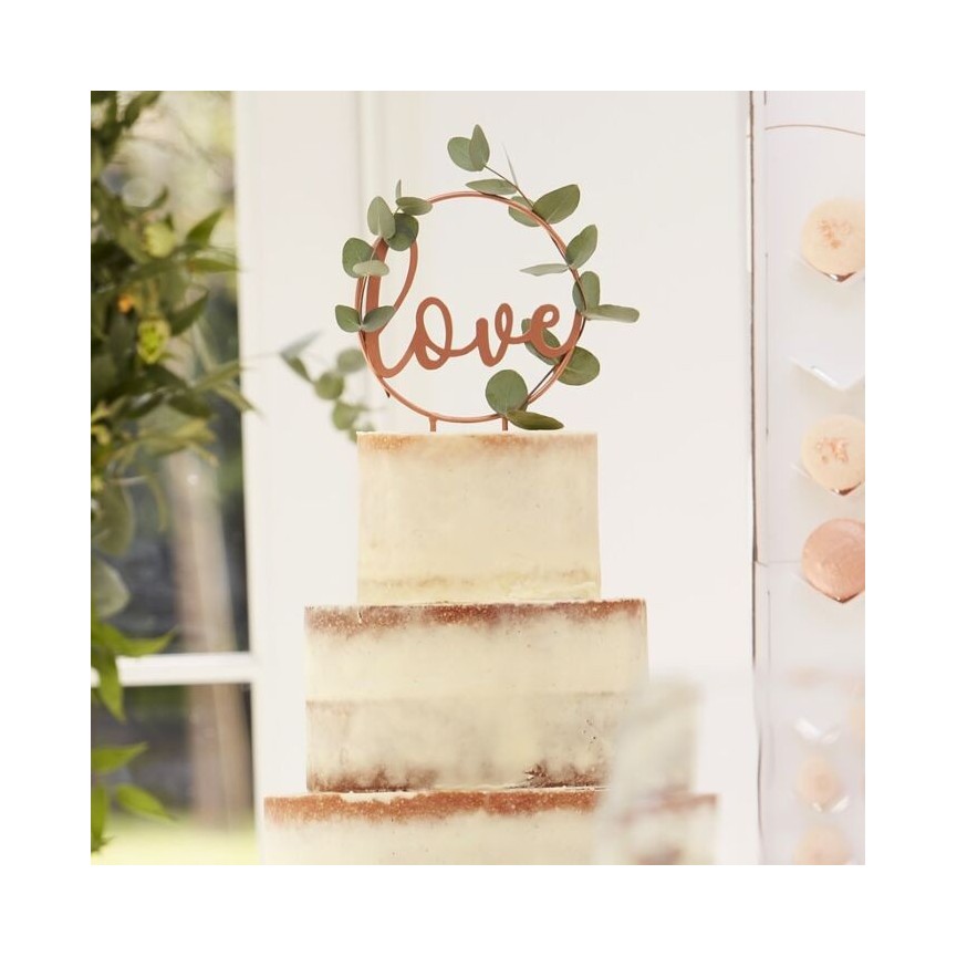 Cake Topper Acrylique Rose Gold Love