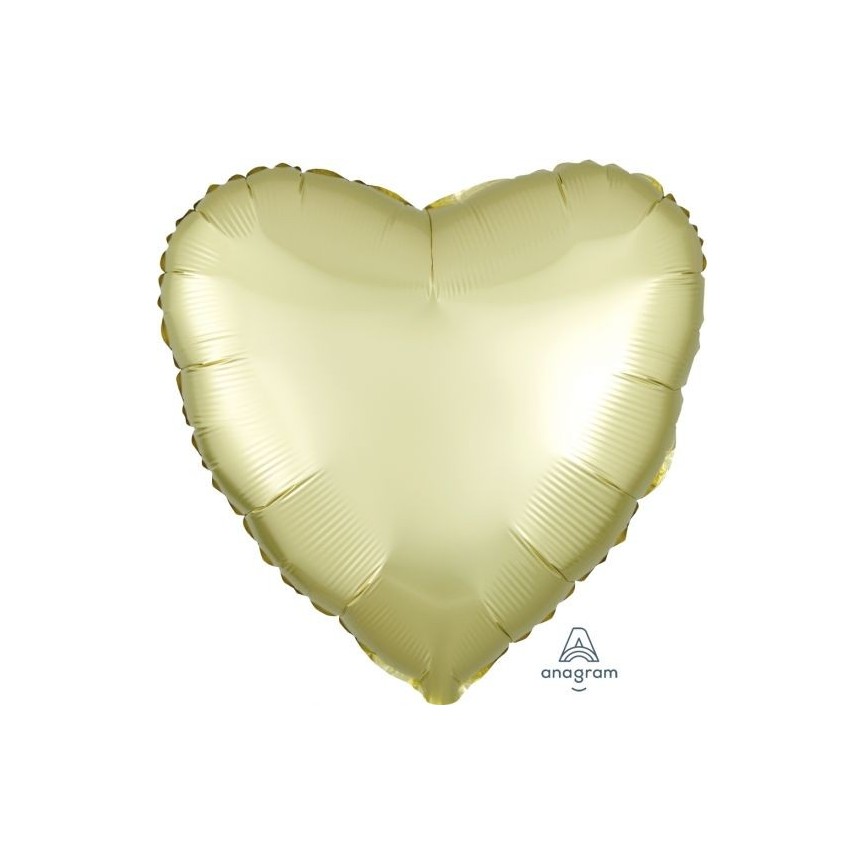 Ballon Aluminium Satin Luxe Coeur Jaune Pastel