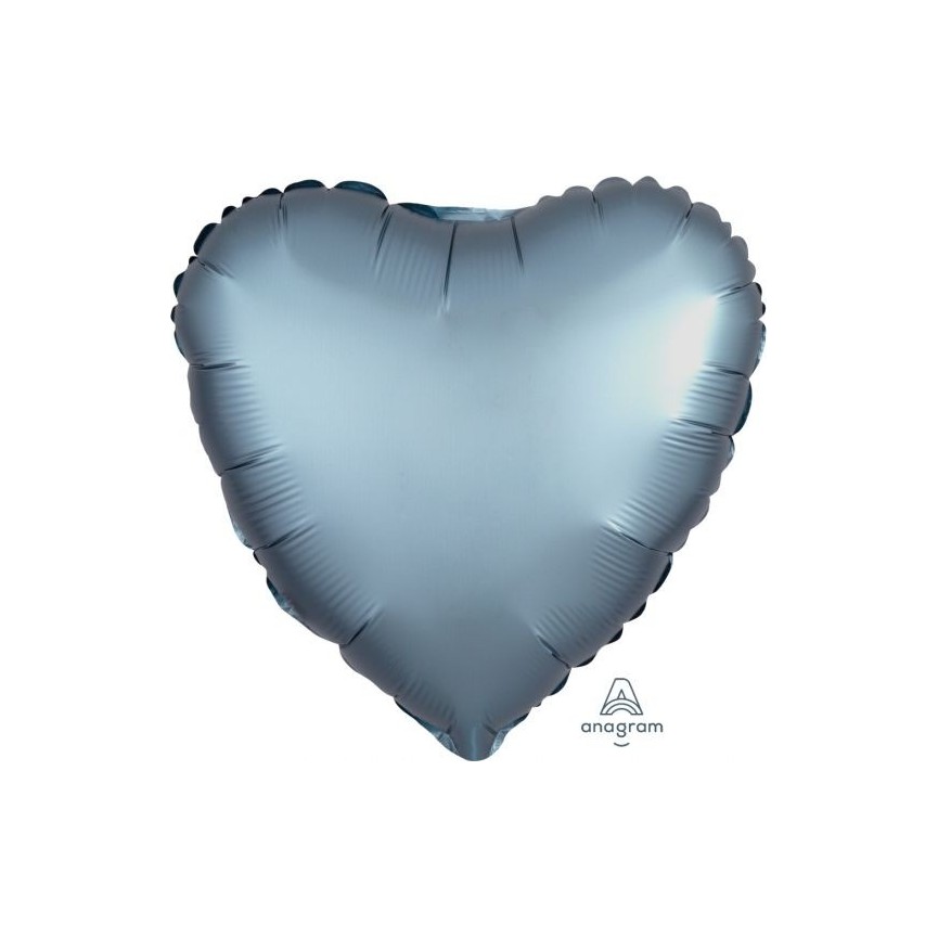 Ballon Aluminium Satin Luxe Coeur Bleu Acier