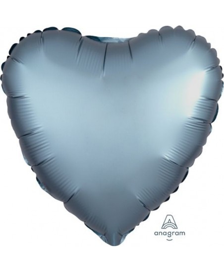 Ballon Aluminium Satin Luxe Coeur Bleu Acier
