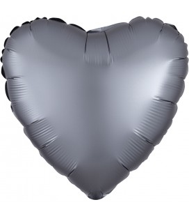 Graphite Heart Satin Luxe Foil Balloon
