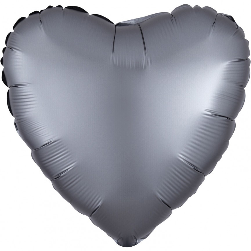 Ballon Aluminium Satin Luxe Coeur Graphite