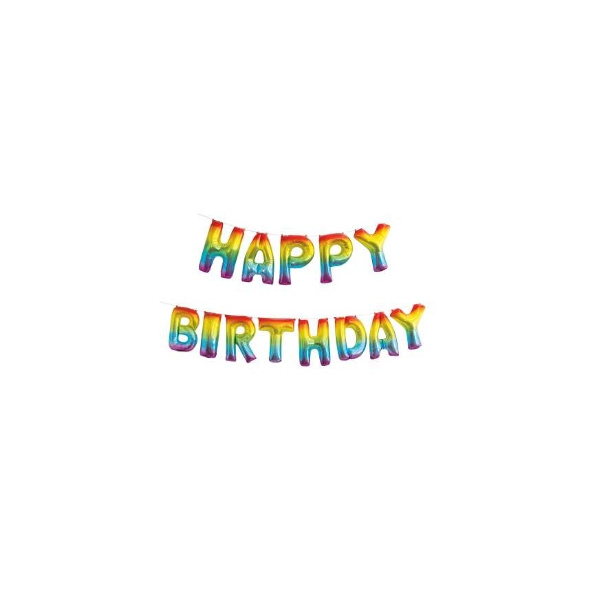 Rainbow Happy Birthday Letters Mylar Balloons