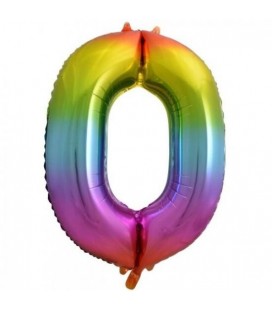 Regenbogen Folienballon Nummer 0