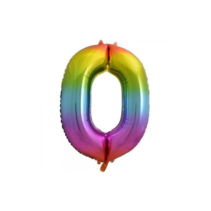 Ballon Mylar Arc-en-Ciel Chiffre 0