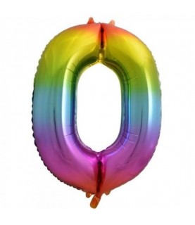 Regenbogen Folienballon Nummer 0
