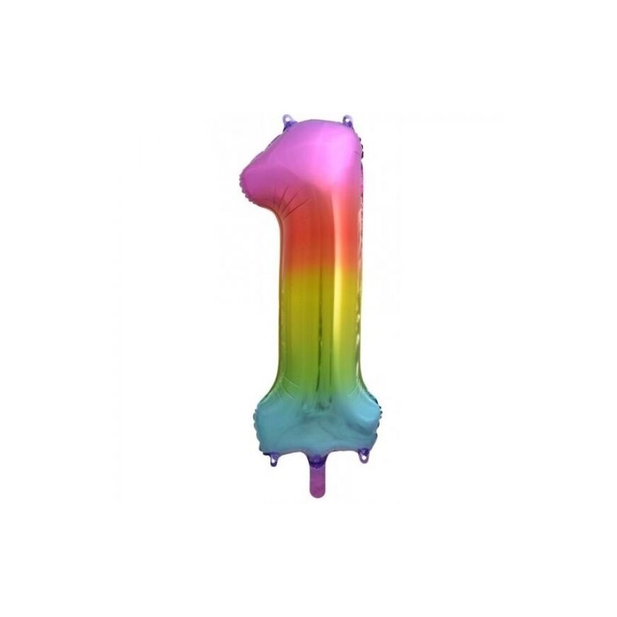 Ballon Mylar Arc-en-Ciel Chiffre 1