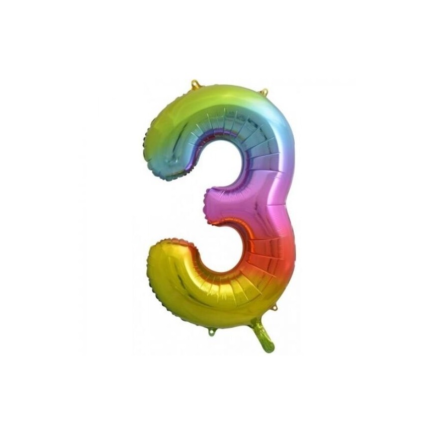 Rainbow Foil Ballon Number 3