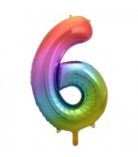 Rainbow Foil Ballon Number 6