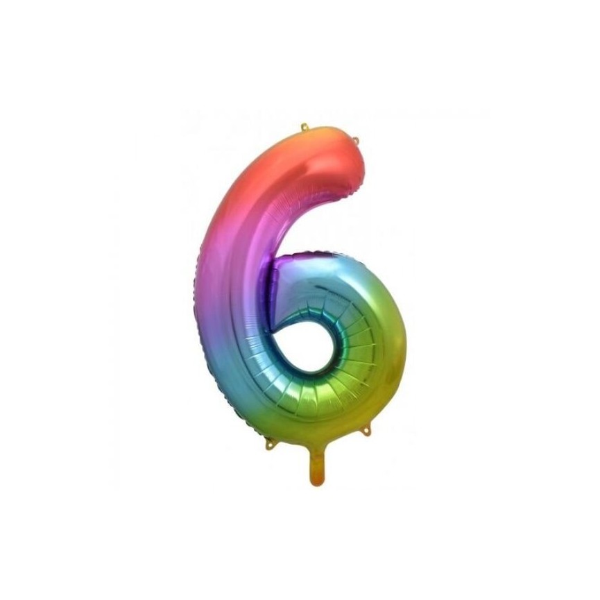 Rainbow Foil Ballon Number 6