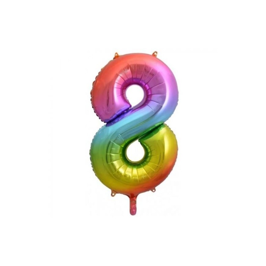 Rainbow Foil Ballon Number 8