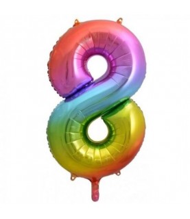 Regenbogen Folienballon Nummer 8