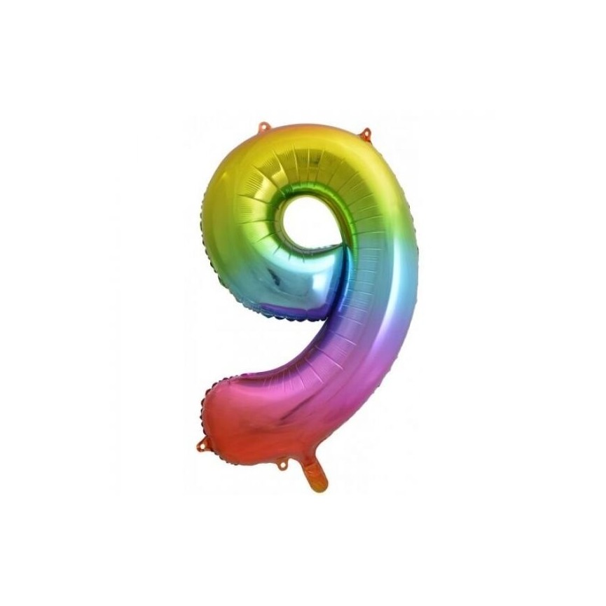 Rainbow Foil Ballon Number 9