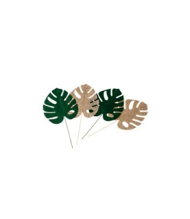 4 Tropical Leaves Gold & Green